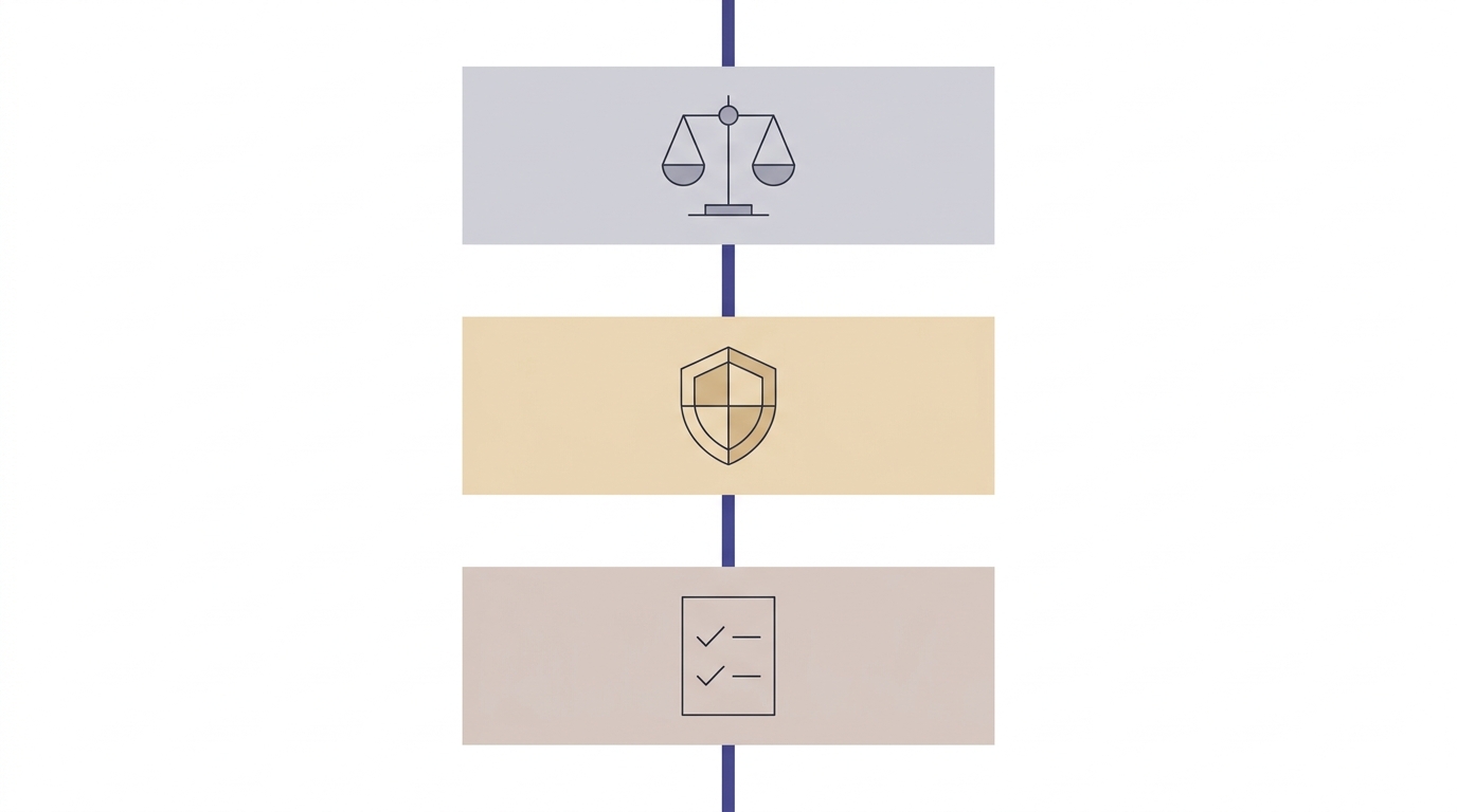 Three bands connected by an indigo line showing the mapping of IFRS, LGPD and local regulations to the configuration.