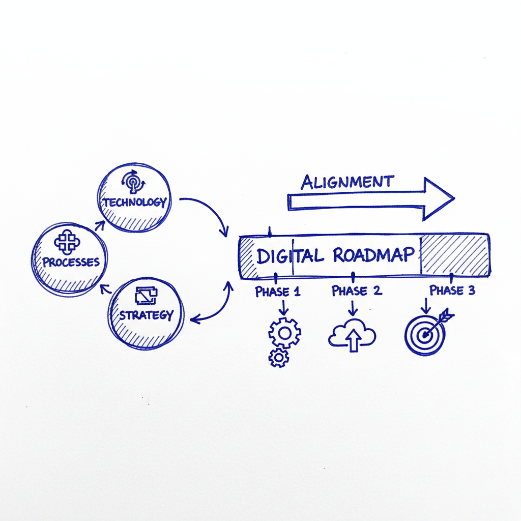 Alineación de tecnología, procesos y estrategia en un roadmap digital Alineación de tecnología, procesos y estrategia en un roadmap digital