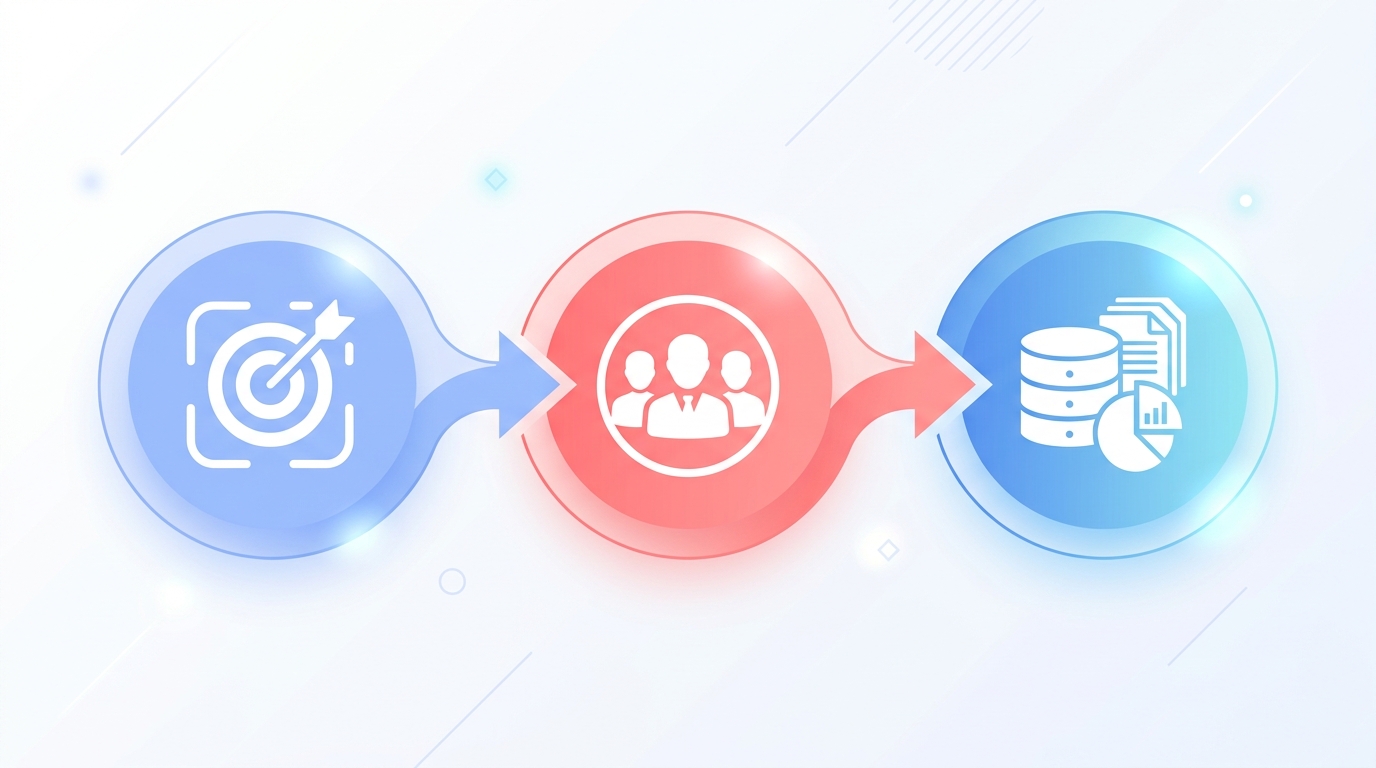 Tres decisiones clave conectadas: alcance del proyecto, equipo dedicado y preparación de datos para go-live acelerado.